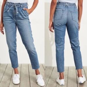 Hollister Paper Bag Waist Jeans Vintage Stretch Sz 1R W25 x L27 Tapered Raw Hem